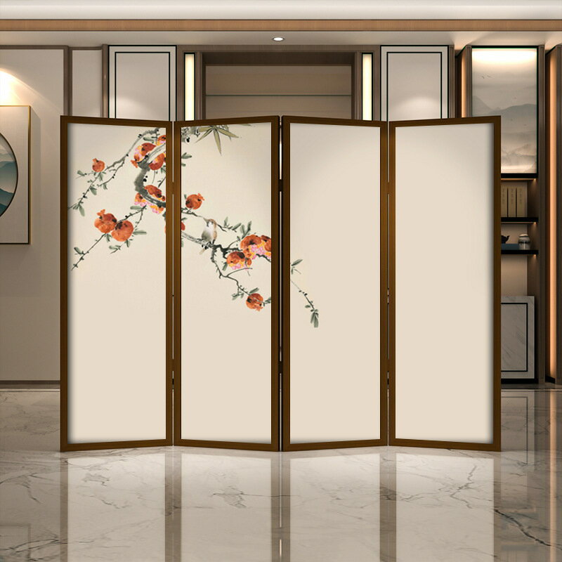 熱銷/免運費 現代中式實木屏風隔斷裝飾客餐廳玄關小戶型禪意茶室柿柿如意折屏