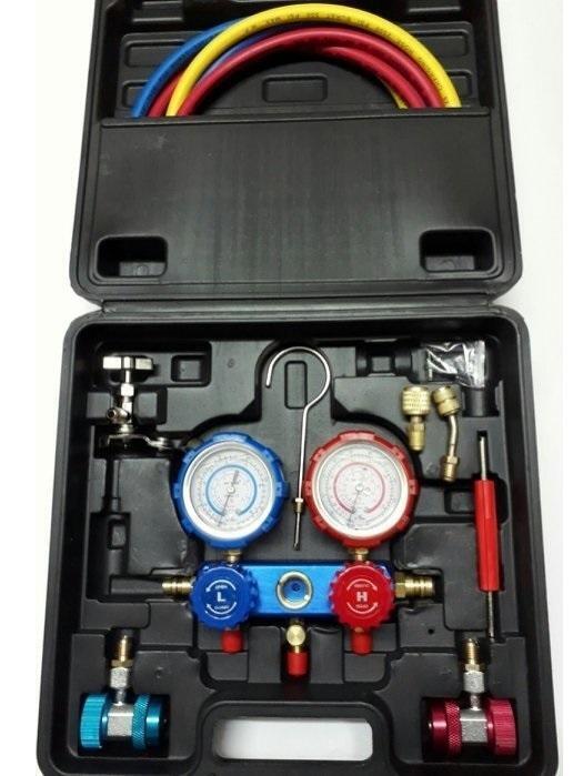 油壓冷煤高低壓錶組R22R410AR-134A含高壓管1.5米套裝冷媒錶