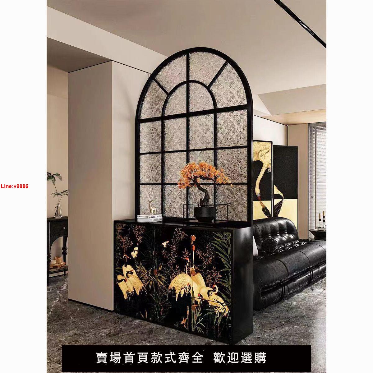 【臺灣公司 超低價】中式實木鞋櫃長虹玻璃屏風隔斷客廳入戶門餐廳臥室遮擋家用玄關櫃