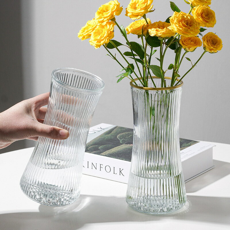 【滿299出貨】玻璃花瓶ins風北歐大號透明水養富貴竹客廳家用干花鮮花插花擺件