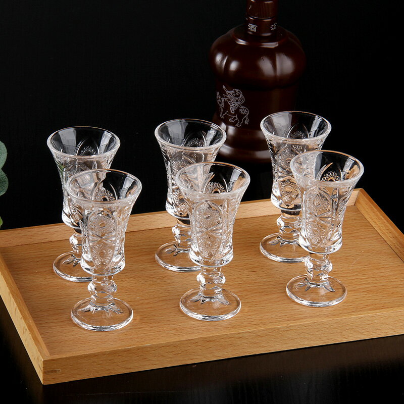 6只裝玻璃白酒杯套裝家用創意透明歐式一兩小白酒杯一口杯小酒盅