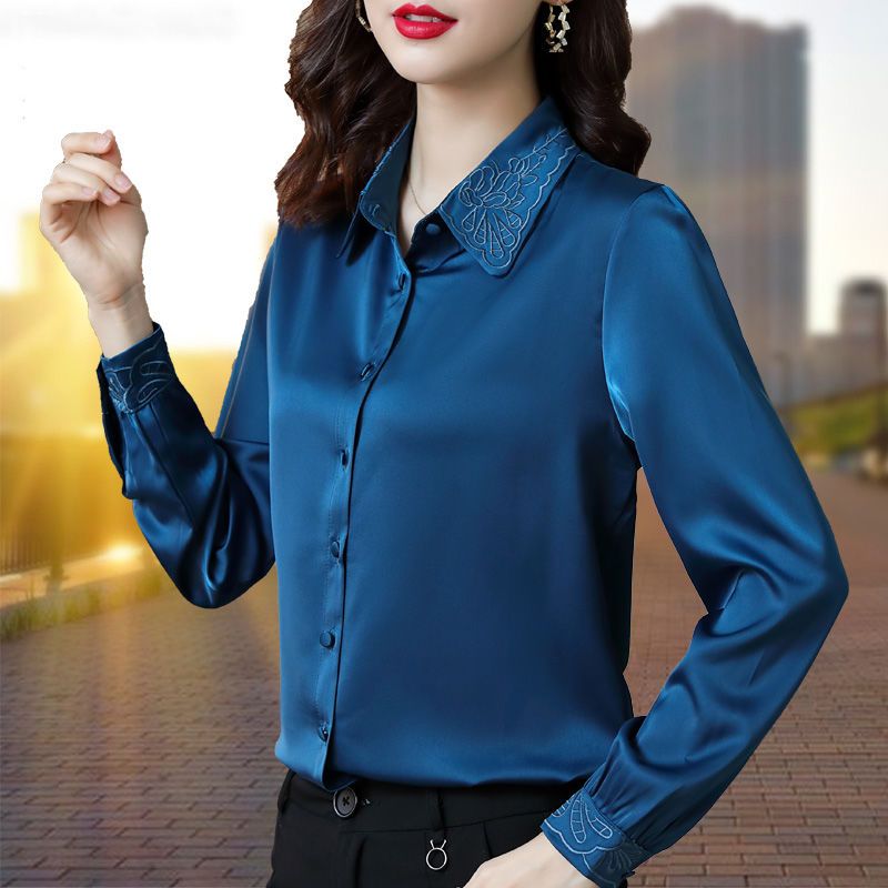 襯衫女士新款職業高階氣質別致上衣洋氣時尚醋酸春秋襯衣女【淘夢屋】