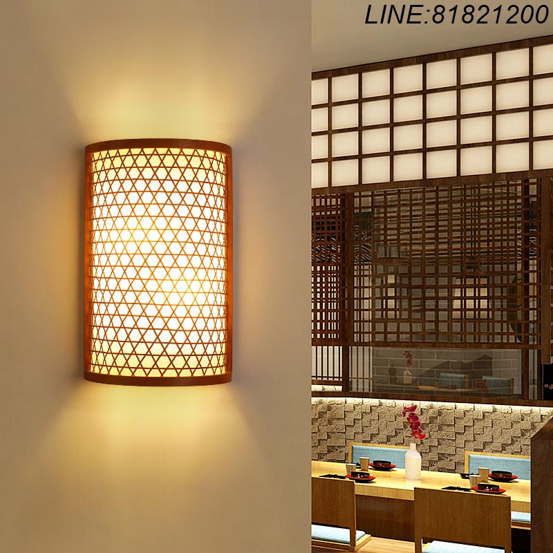 免運速發 可開票 日式竹編壁燈客廳餐廳庭院榻榻米led墻燈創意過道臥室床頭燈