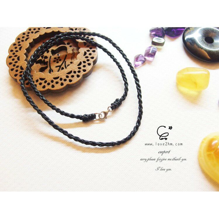 蠶絲蠟線-項鍊_40公分/蠶絲蠟線練繩/925純銀(鉤子)/ [晶晶工坊-love2hm]