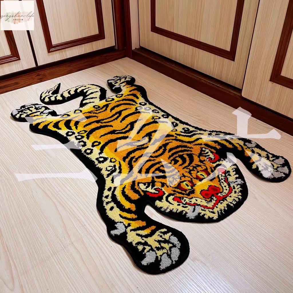 老虎地毯個性老虎防滑地墊裝飾門墊創意掛毯客製化毛絨地毯
