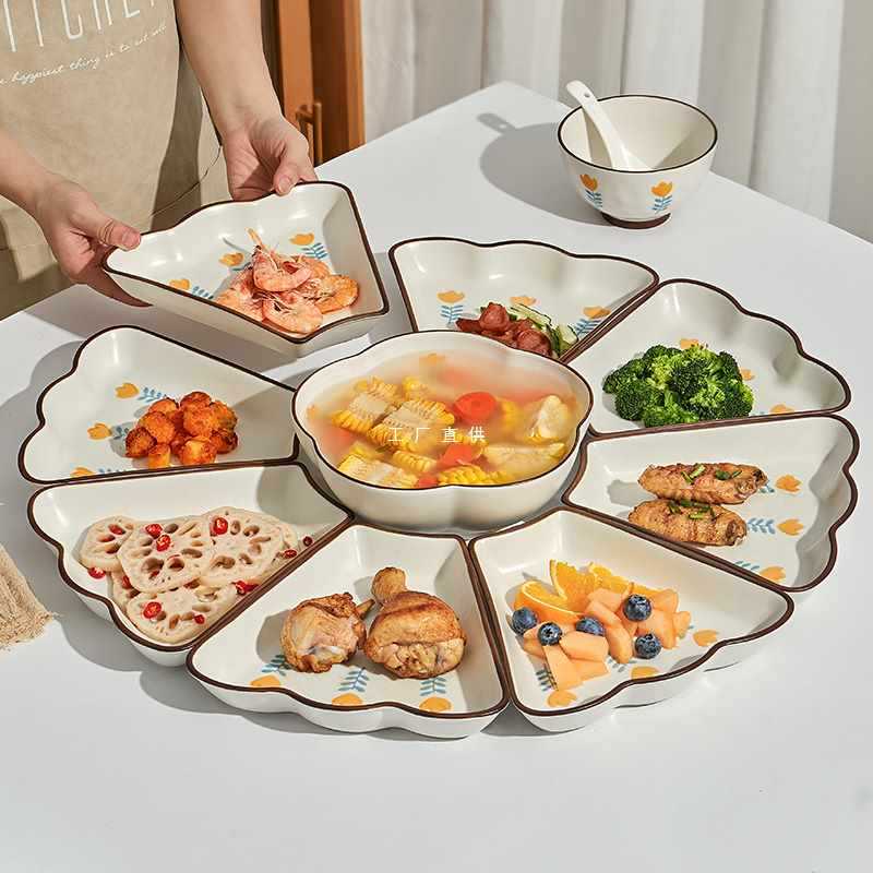 過年團圓飯拼盤餐具組合圓桌盤子菜盤家用2023新款創意碗碟盤