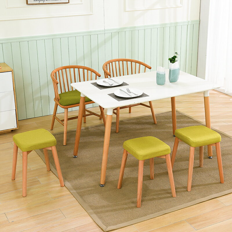 餐椅凳家用實木凳子簡約現代餐廳布藝凳子書桌用經濟型化妝凳矮凳【優妮好貨】