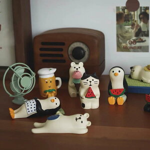 日式夏日和風動物 治癒系可愛日式小擺件桌面裝飾品