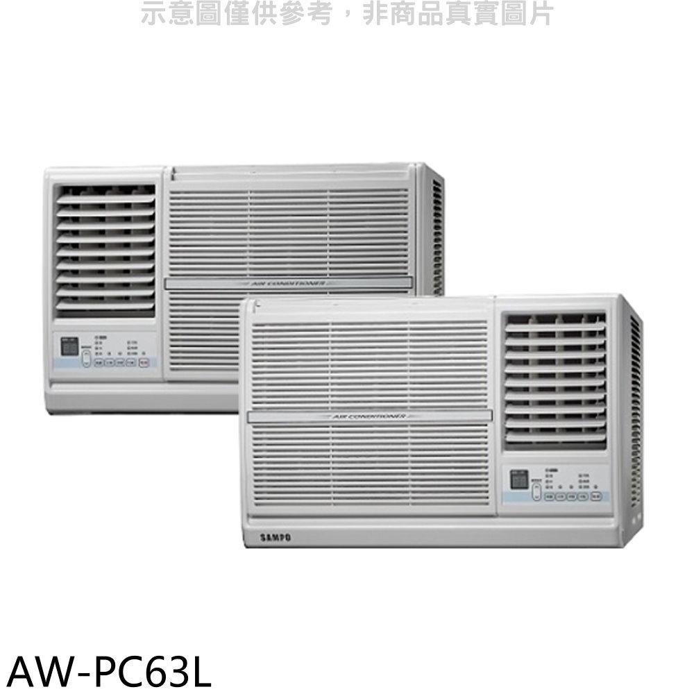 全館領券再折★聲寶【AW-PC63L】定頻左吹窗型冷氣(含標準安裝)(7-11商品卡2500元)