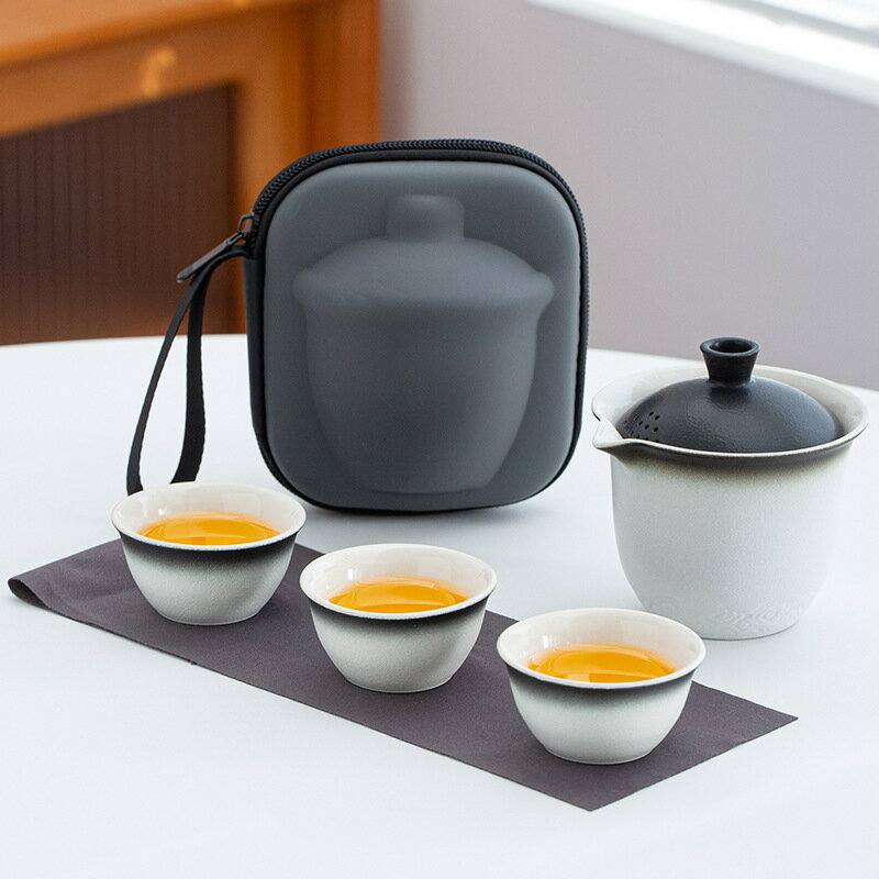 茶具 功夫茶具 陶瓷功夫茶具旅行小套裝一壺三杯簡約隨身戶外便攜式快客杯茶杯