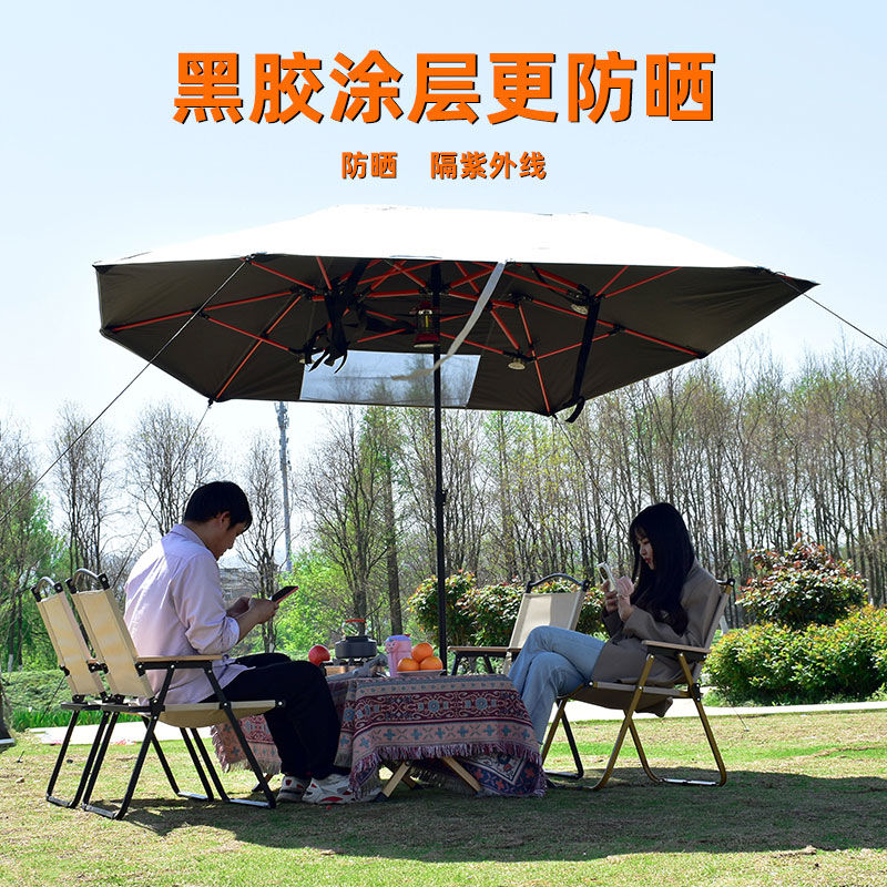 開發票 最低價 戶外遮陽傘 雨棚 戶外露營黑膠天幕速開免搭建撐桿折疊庭院別墅遮陽傘車頂防曬帳篷 快速出貨