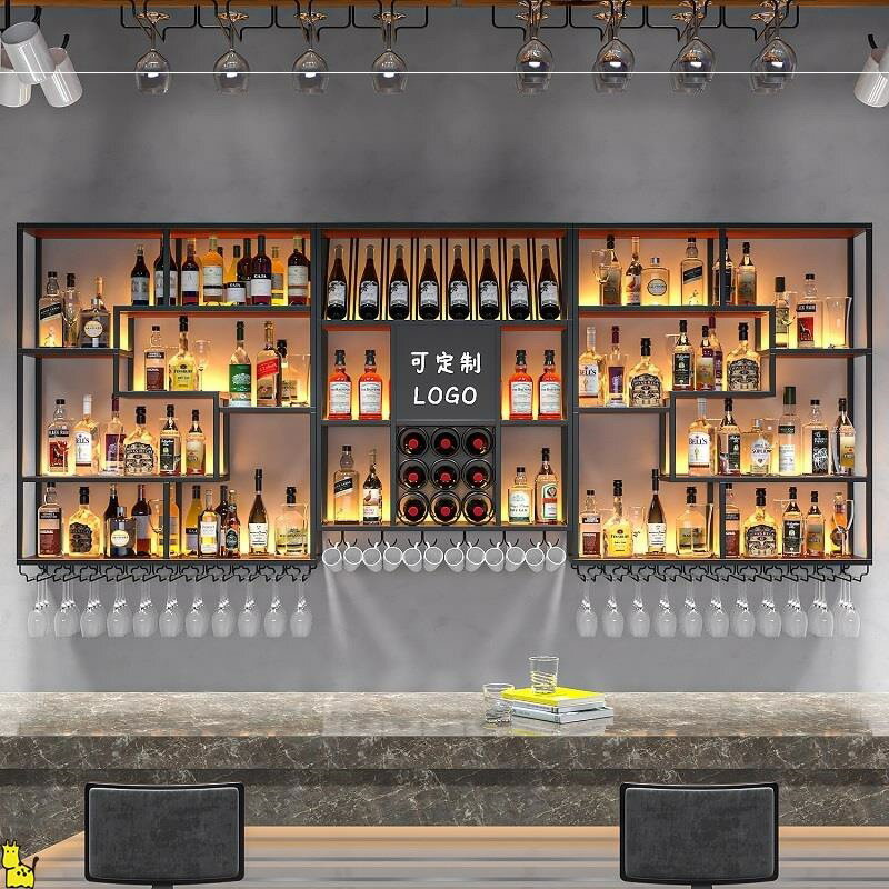 酒吧酒架壁掛靠墻壁掛式葡萄酒架餐廳紅酒架子工業風展示架置物架
