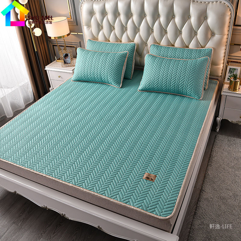 泰國乳胶凉席涼蓆 單人雙人加大涼席三件組 純色冰涼墊空調軟席 裸睡天絲席 舒適涼感 涼感絲寢具1 2