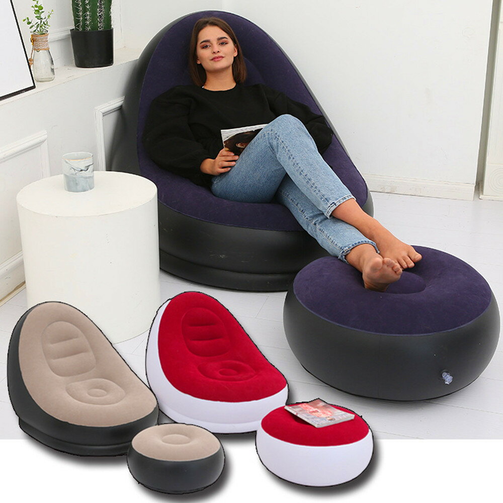 優樂悅~跨境現貨加厚植絨充氣沙發懶人沙發網紅單人舒適沙發午睡躺椅創意