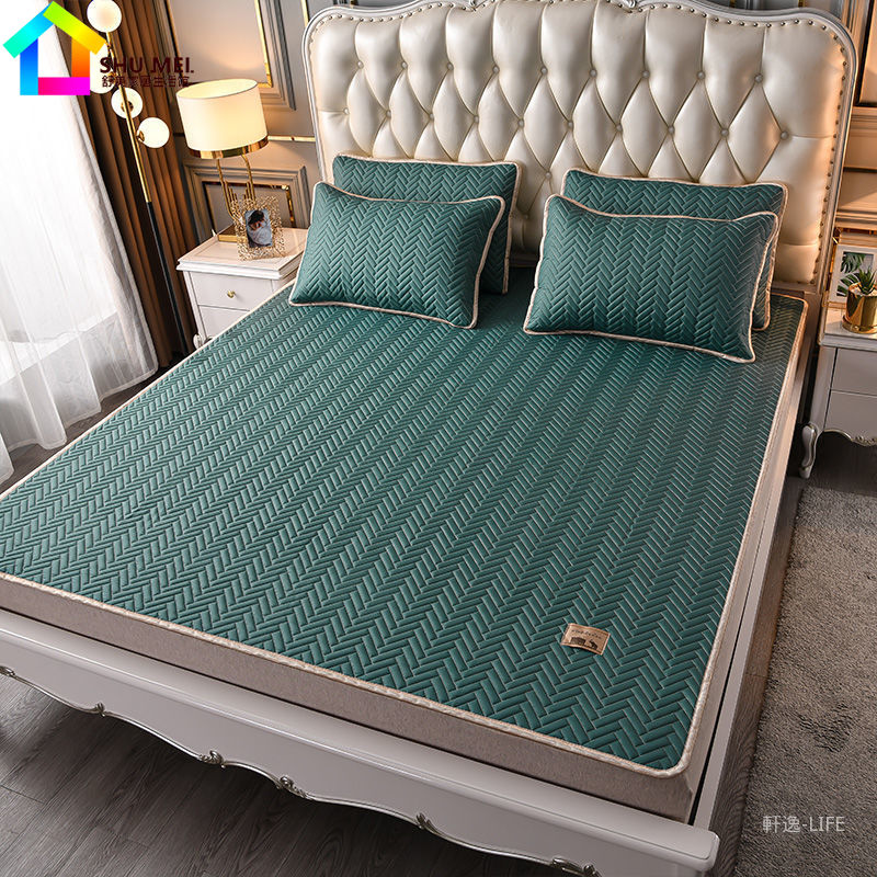 泰國乳胶凉席涼蓆 單人雙人加大涼席三件組 純色冰涼墊空調軟席 裸睡天絲席 舒適涼感 涼感絲寢具1 4