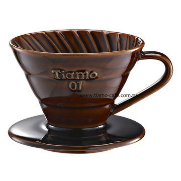 金時代書香咖啡 TIAMO V01陶瓷圓錐咖啡濾器組(咖啡) 附濾紙量匙 HG5537BR