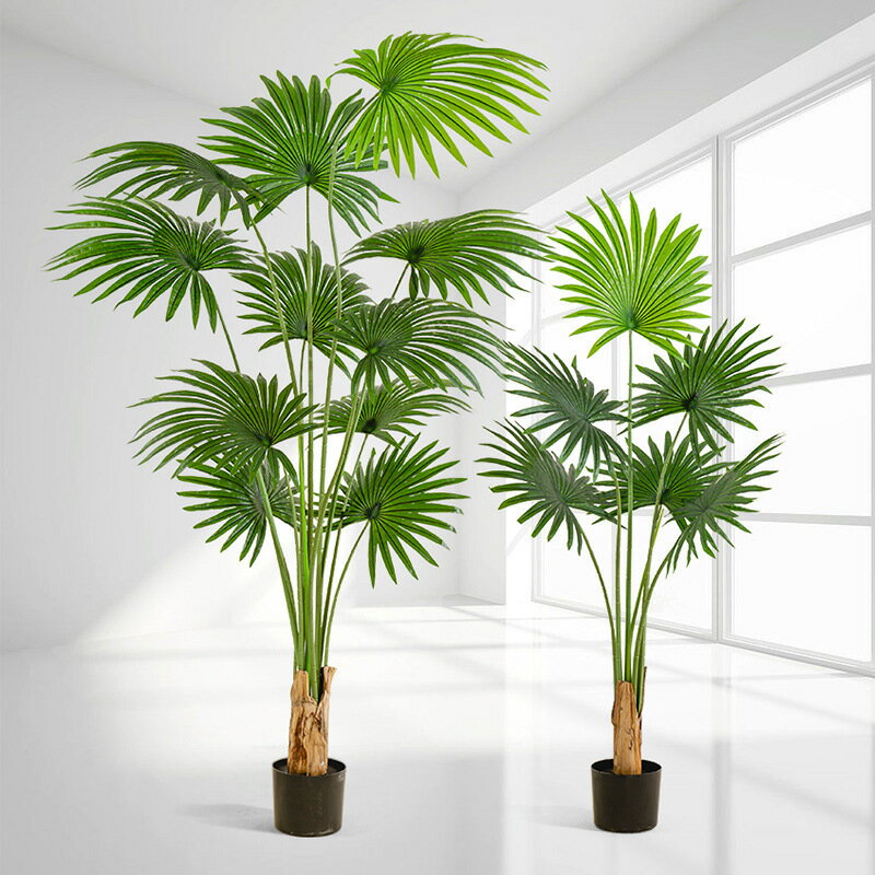 模擬綠植 發財樹 仿真植物 盆栽 盆景模擬綠植加州蒲葵落地盆栽室內客廳裝飾擺件人造棕葵假樹植物盆景