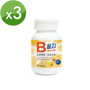 草本之家-動力B+PLUS60粒X3瓶(B群B1.B2.B3.B5.B6.B7.葉酸及B12.啤酒酵母.朝鮮薊)