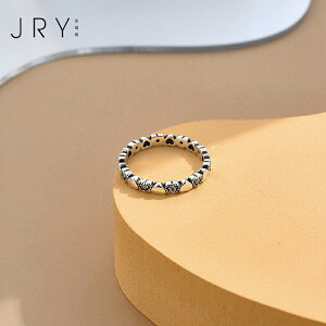 小眾設計高級感愛心復古做舊戒指女s925純銀指環個性時尚冷淡風潮