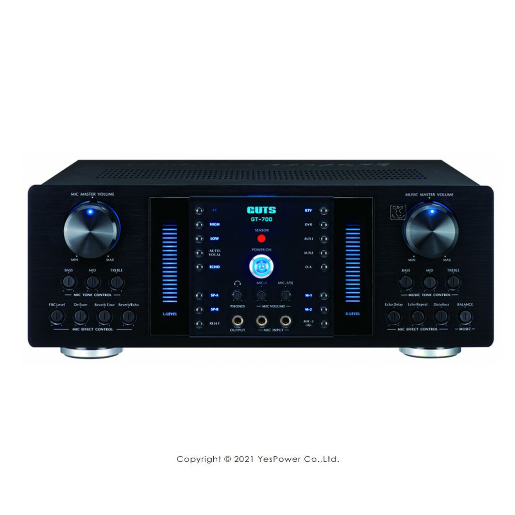 GT-700 GUTS 數位迴音/殘響效果擴大機 支援BT藍芽/可調整高低音/4組影音訊號輸入