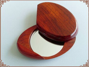木臣匠貼身便捷隨身小鏡子方便外出攜帶化妝鏡復古木鏡臺式造型鏡