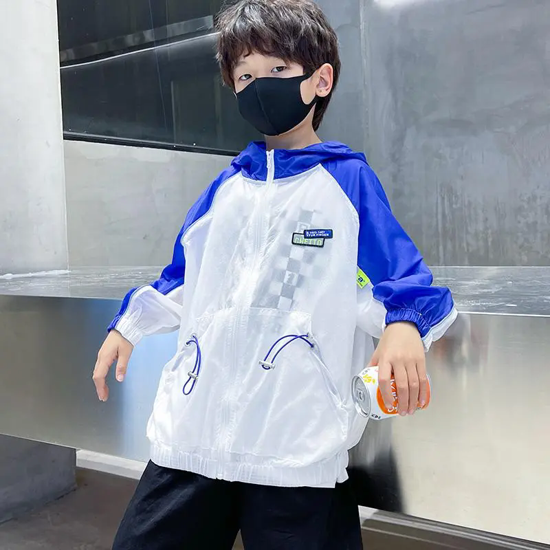 兒童防曬衣 大童裝外套 大男孩防曬服 男童防曬衣 薄款透氣外套 韓版寬松外套 兒童防曬外套 運動外套【不二雜貨】