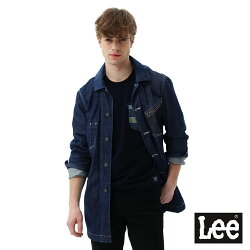 Lee 長版牛仔外套-男款-深藍