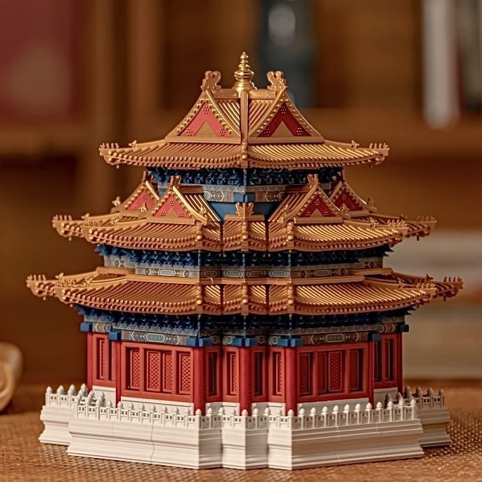 拼圖 拼裝模型 擺件 故宮相容樂高角樓積木中國古建築千年隼拼裝模型男孩益智玩具禮物