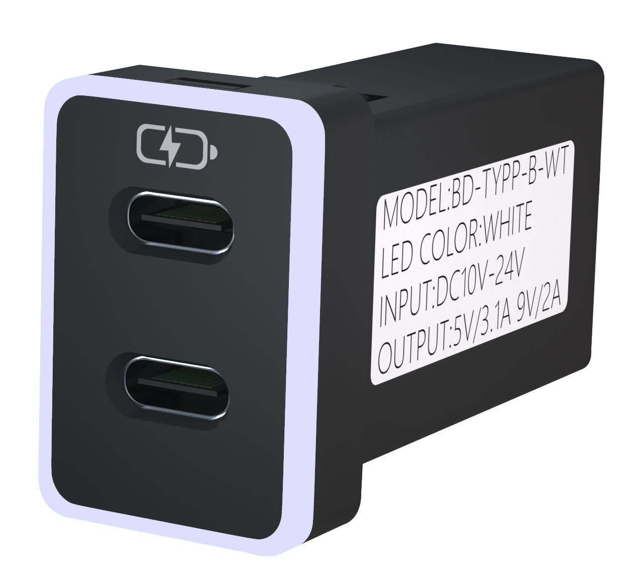 TOYOTA豐田變色燈車充 中型雙Type-C車充 免挖孔3.0快充「附翹棒」 0