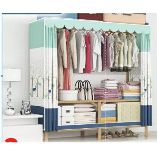 簡易布衣櫃加固加粗鋼架簡約現代經濟型雙人組裝牛津鋼管布藝衣櫥衣櫃收納櫃置物架