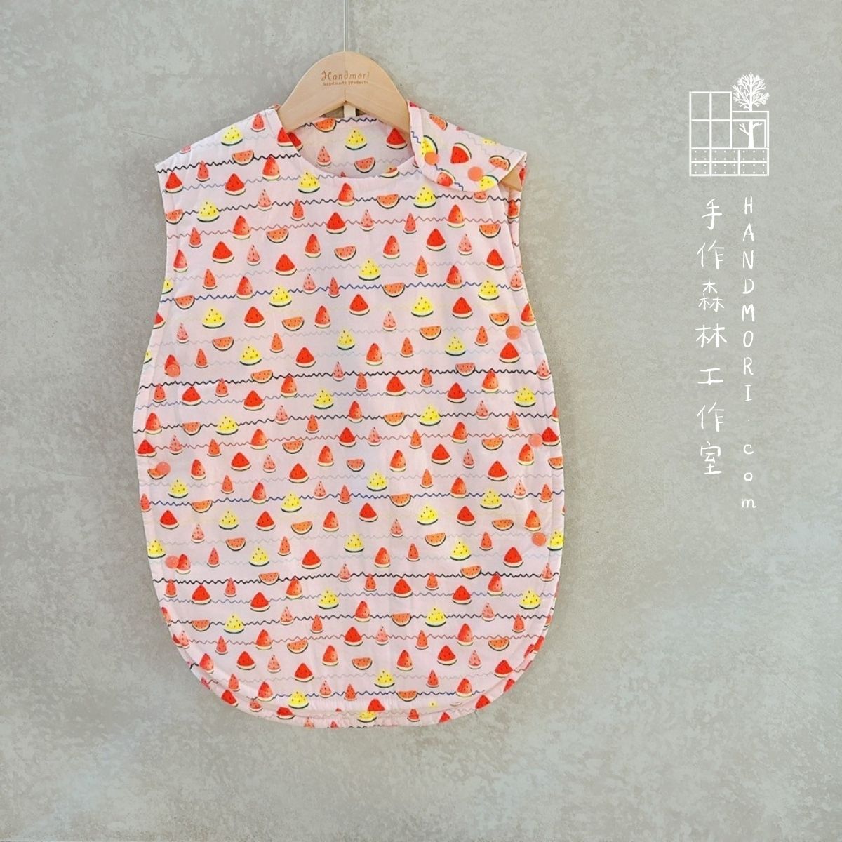 手作森林【DIY材料包】圓型防踢被 S號 影音教學 原創印花 夏日西瓜系列 彌月禮 新生兒 自有品牌布料