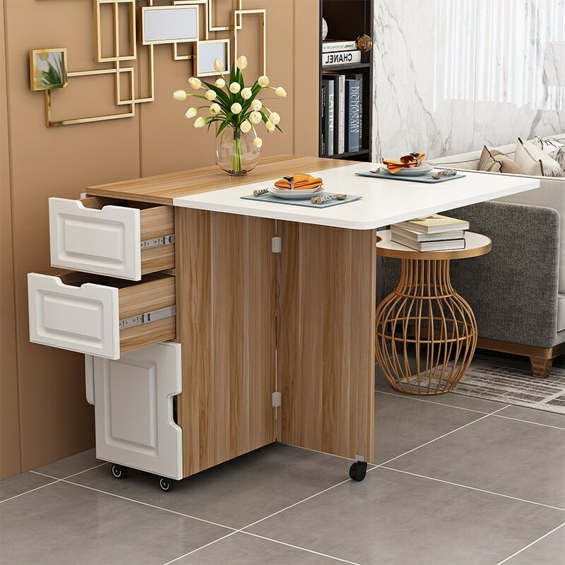 可伸縮桌子 現代 桌椅組合 可移動桌子 簡約 廚房桌子 儲物櫃 長方形 小戶型 餐桌 簡易 折疊桌子 nYiuJC