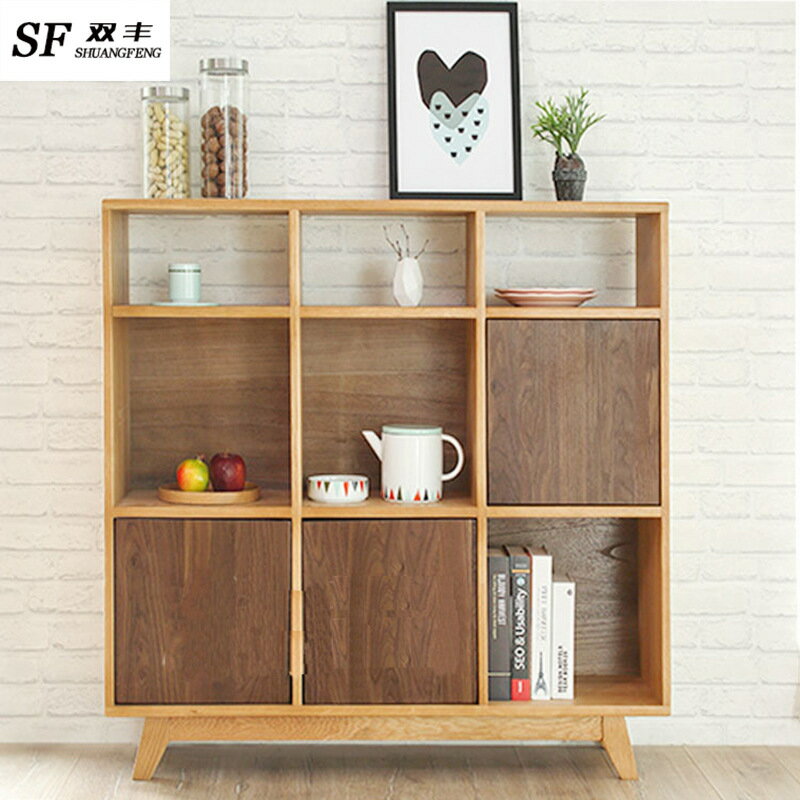 置物架 置物櫃 日式全實木客廳置物架 創意多功能物品收納架小戶型書房九格書