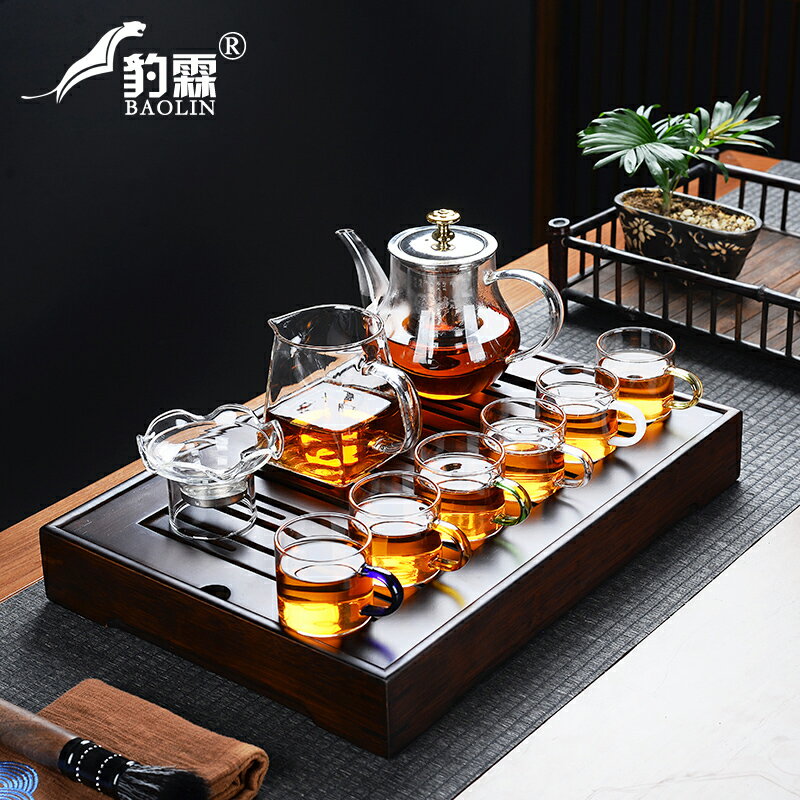 透明玻璃茶具套裝家用功夫茶杯辦公會客網紅耐高溫喝茶泡茶器茶盤