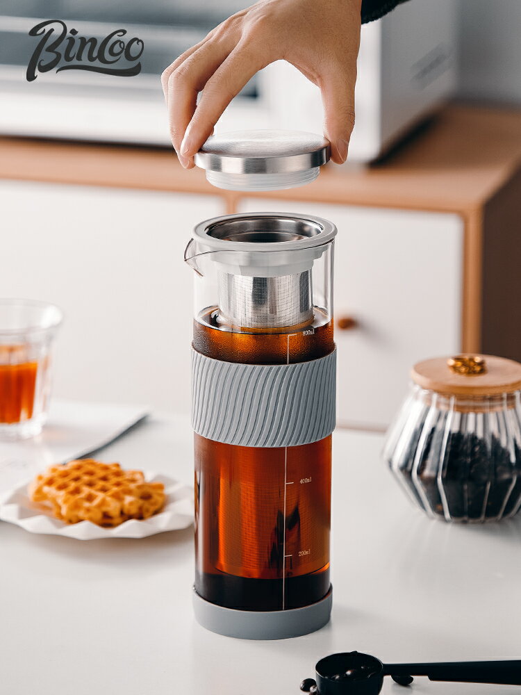 Bincoo冷泡壺家用冷萃壺水果茶壺過濾網玻璃密封冷萃瓶咖啡壺器具