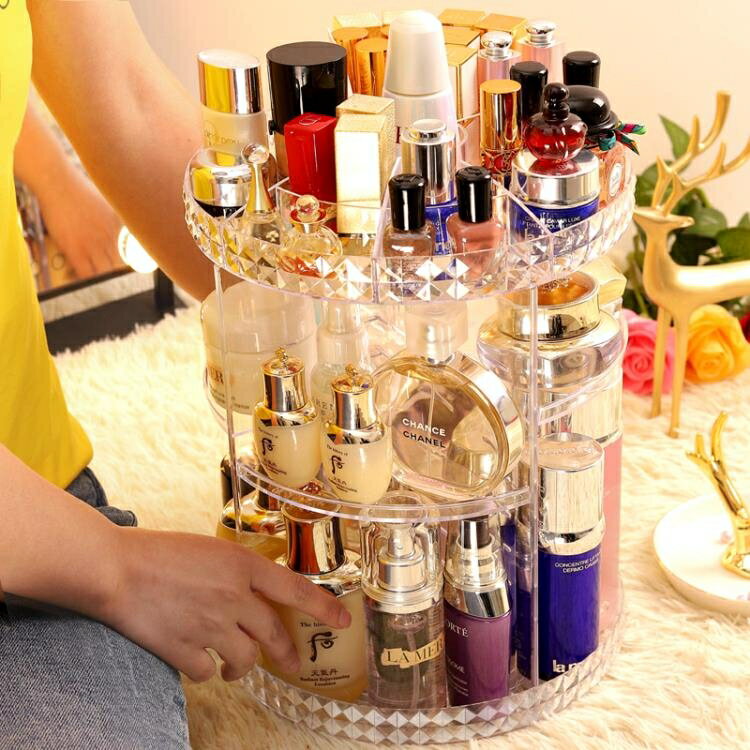 化妝品收納盒 旋轉壓克力梳妝臺整理桌面口紅護膚刷置物架