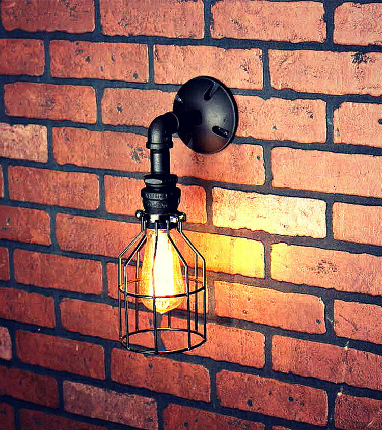 工業復古風格水管鐵籠燈 復古愛迪生壁燈