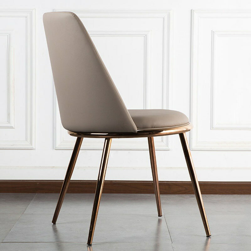 北歐輕奢簡約餐椅現代家用餐廳凳子創意藝術皮布靠背金屬時尚椅 全館免運