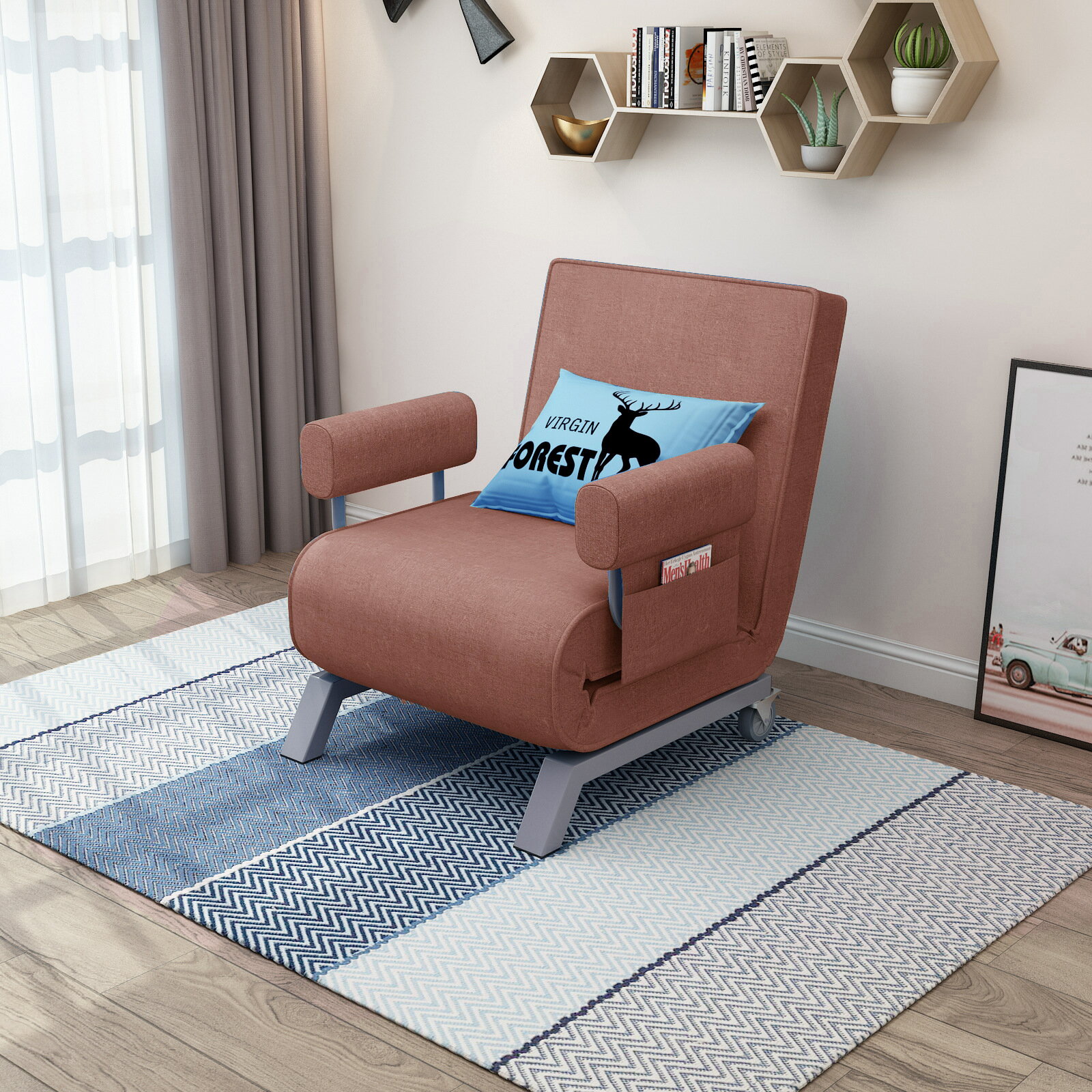 折疊沙發床 小戶型簡約1.2 1.5米懶人休息書房單雙人布藝沙發