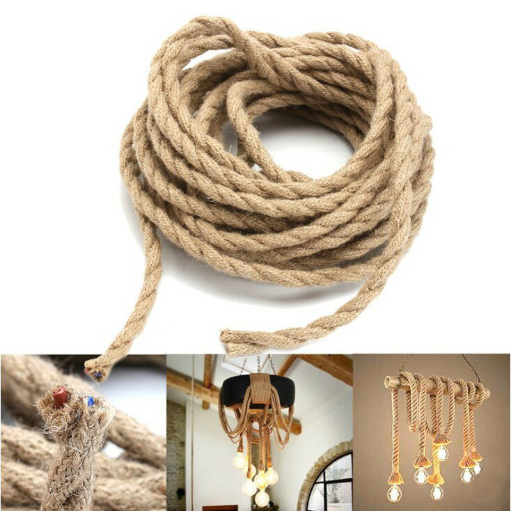 DIY復古麻繩電線 工業風LOFT愛迪生麻花吊燈電源線兩芯編織麻繩絞線（50cm）