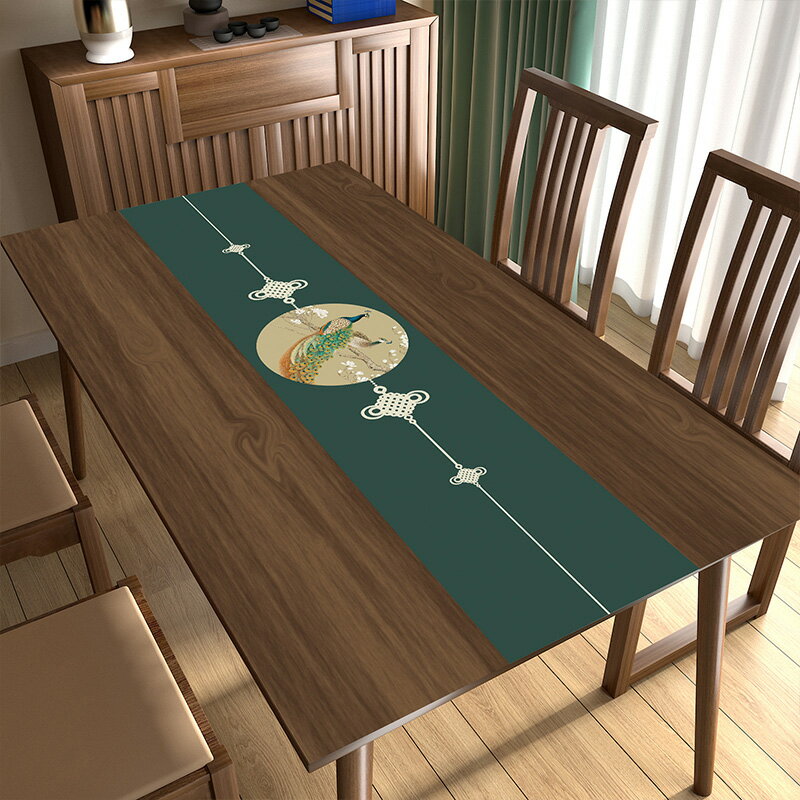 新中式餐桌墊防水防油免洗防燙pvc餐桌布長方形桌布茶幾墊子桌墊