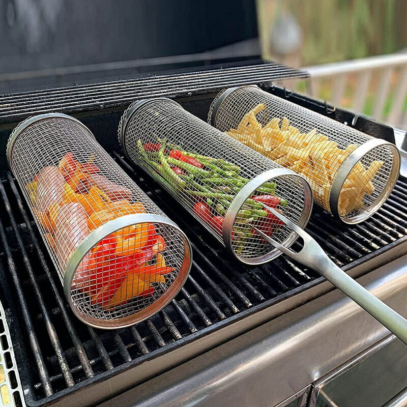 BBQ 不鏽鋼煙燻網 不鏽鋼燒烤網 燒烤筒 烤肉圓筒形 戶外圓形燒烤網 圓形烤網 十字燒烤篦子