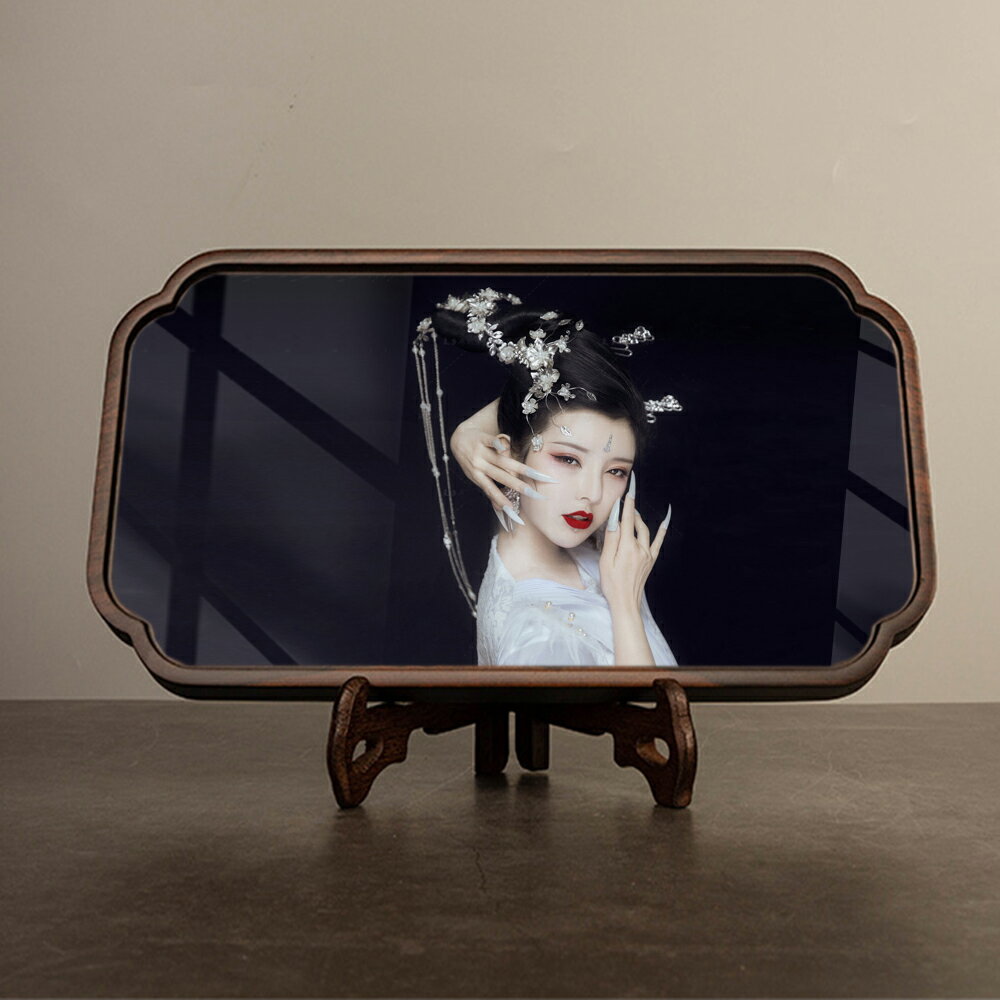 古裝照片相框擺臺   12寸寫真藝術照復古實木水晶擺件 高檔禮品框 2