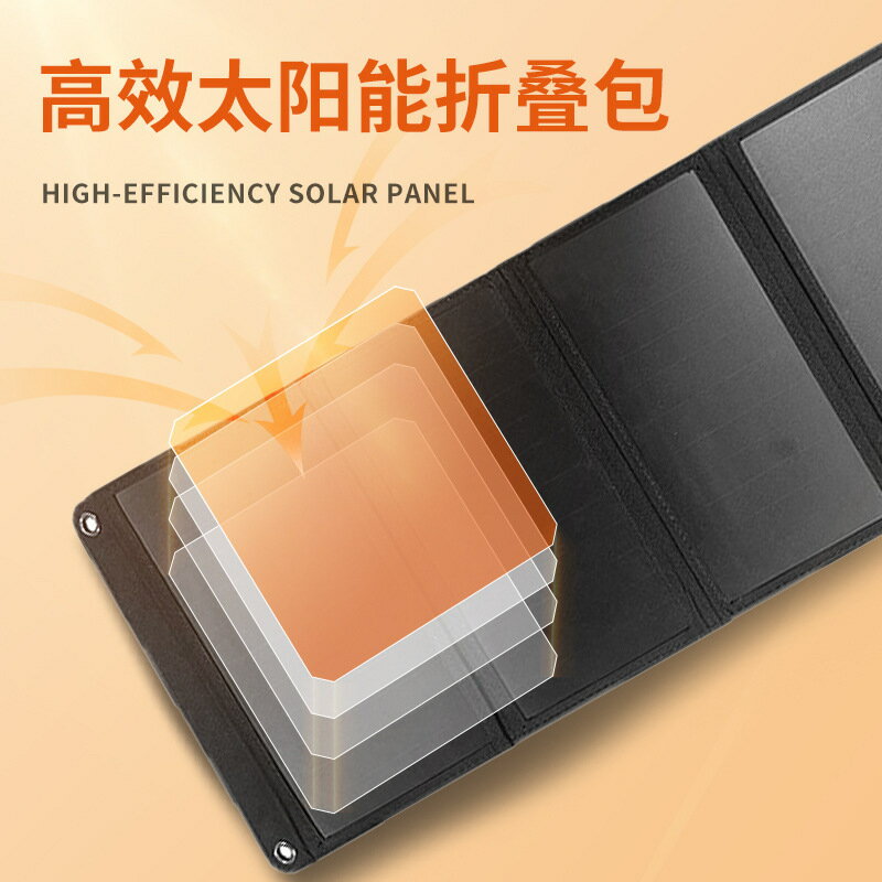 28W太陽能折疊包汽車電瓶充電器穩壓晶矽太陽能電池板元件充電包【博野五金】