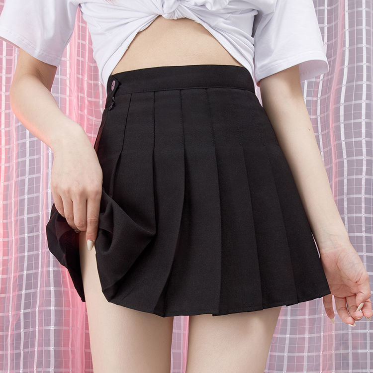 百褶裙沒內襯小短裙方便超短裙不帶裙子女夏走光無安全褲無打底