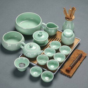 青瓷功夫茶具套裝陶瓷家用蓋碗茶壺茶杯小套辦公簡約茶道茶藝整套