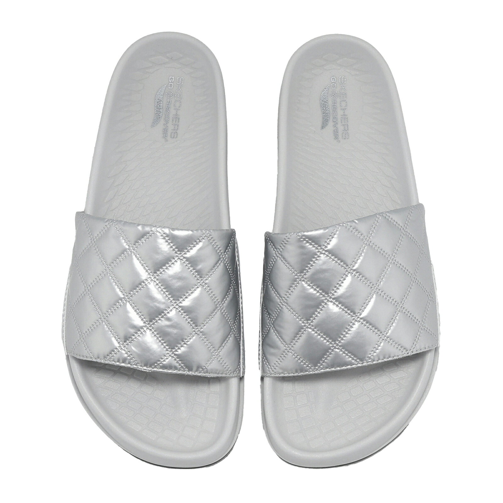 Skechers 拖鞋 Arch Fit Hyper Slide 女鞋 銀 灰 彈力涼拖鞋 141711SIL
