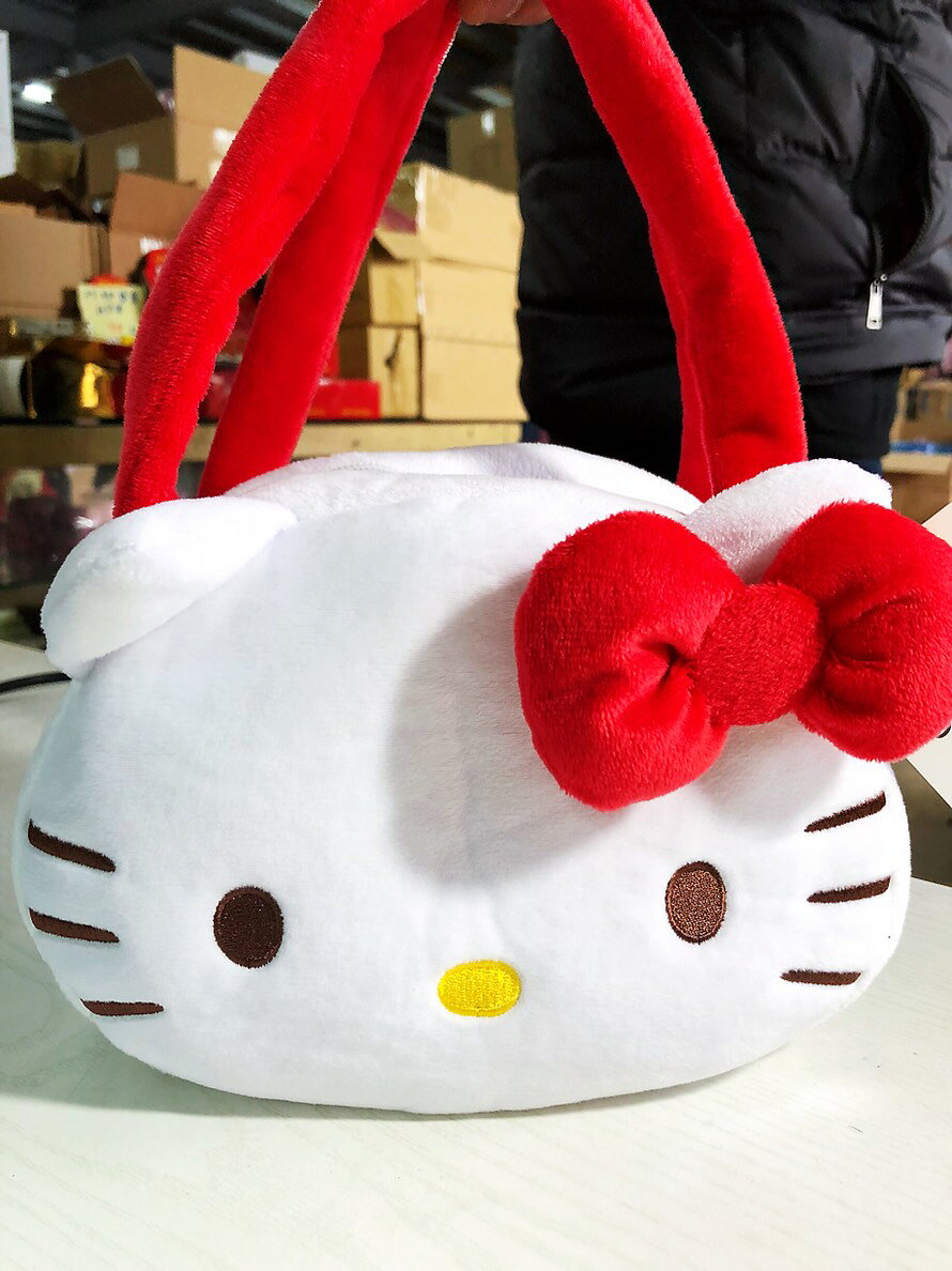 大賀屋 正版 HELLO KITTY 手提袋 包包 女包 便當袋 便當包 餐袋 小包 絨毛包 三麗鷗 T00120427