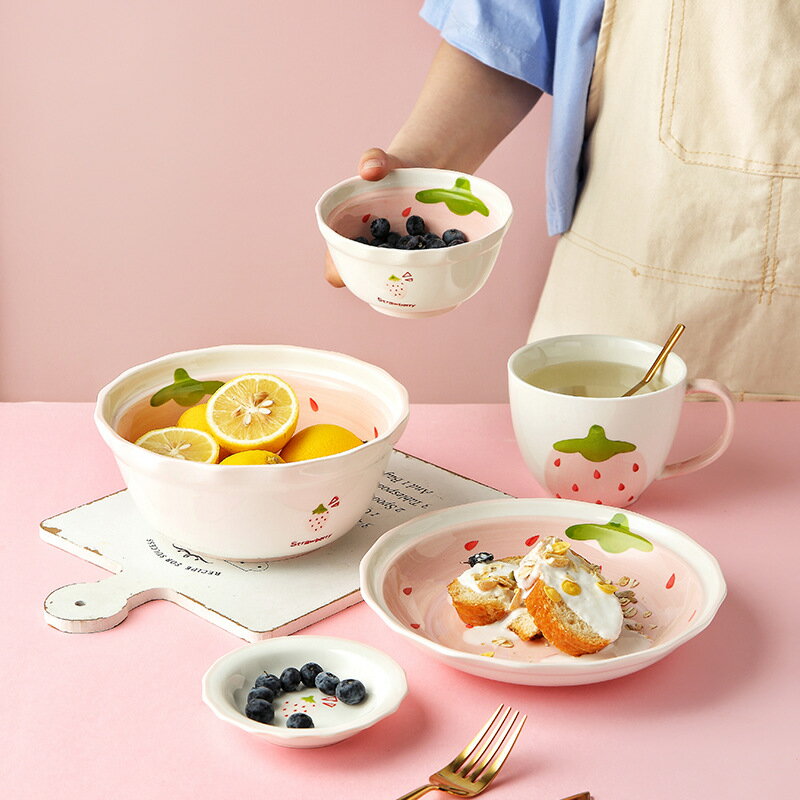 碗碟套裝家用組合陶瓷碗盤餐具可愛創意個性少女心吃飯碗湯碗盤子