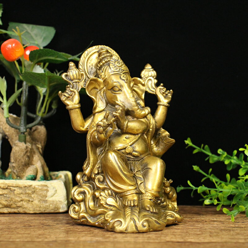 純銅象神擺件泰國象鼻財神象頭神印度教護法神像家居供奉擺件| 協貿國際